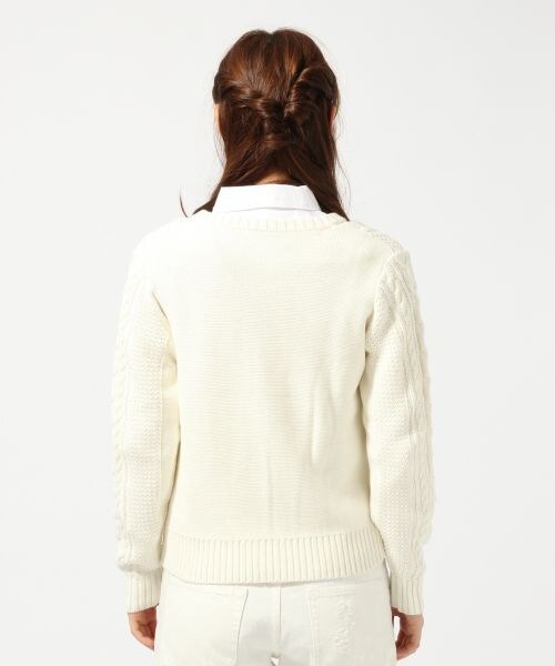 LOWRYS FARM（ローリーズファーム）の「５ゲージケーブルプルオーバーロングスリーブ（トップス・レディース・オフ/グレー/レッド/ネイビー・Ｍ/Ｌ）」の6枚目の写真