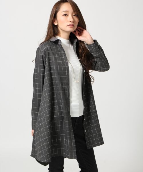 HARE(ハレ)の「チェックフレアシャツワンピース(ワンピース/ドレス・レディース・オフホワイト/ブラック/グレー・FREE)」の3枚目の写真