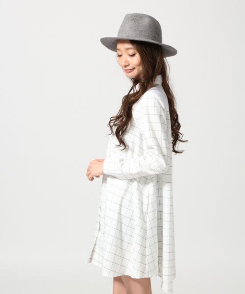 HARE(ハレ)の「チェックフレアシャツワンピース(ワンピース/ドレス・レディース・オフホワイト/ブラック/グレー・FREE)」の4枚目の写真