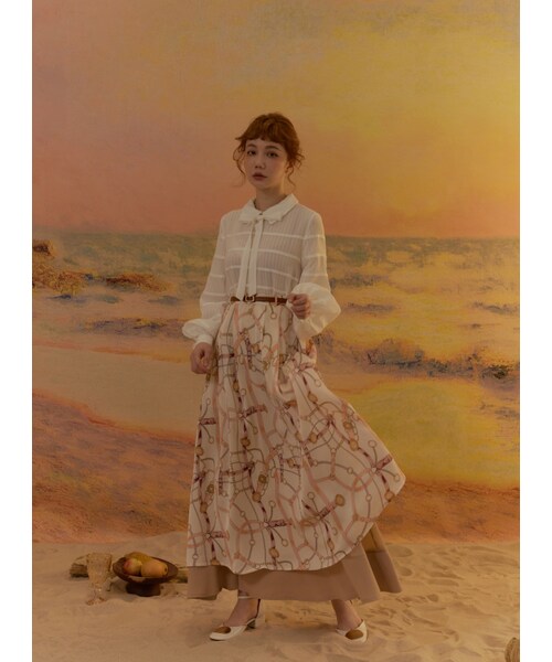 Marjorie（マージョリー）の「第六章節，滿版鎖鏈圖騰拼色長裙（スカート・レディース・印花卡・S/M）」の3枚目の写真