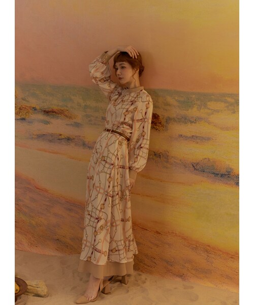 Marjorie（マージョリー）の「第六章節，滿版鎖鏈圖騰拼色長裙（スカート・レディース・印花卡・S/M）」の4枚目の写真