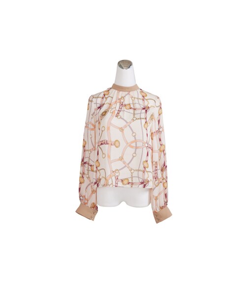 Marjorie（マージョリー）の「伊薩卡頌歌，滿版鎖鏈印花拼色雪紡上衣（トップス・レディース・印花卡・S/M）」の8枚目の写真