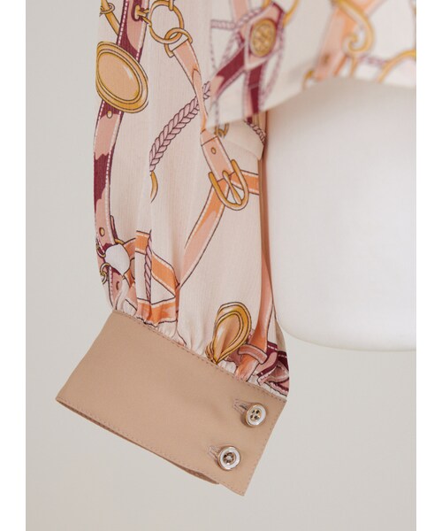 Marjorie（マージョリー）の「伊薩卡頌歌，滿版鎖鏈印花拼色雪紡上衣（トップス・レディース・印花卡・S/M）」の11枚目の写真