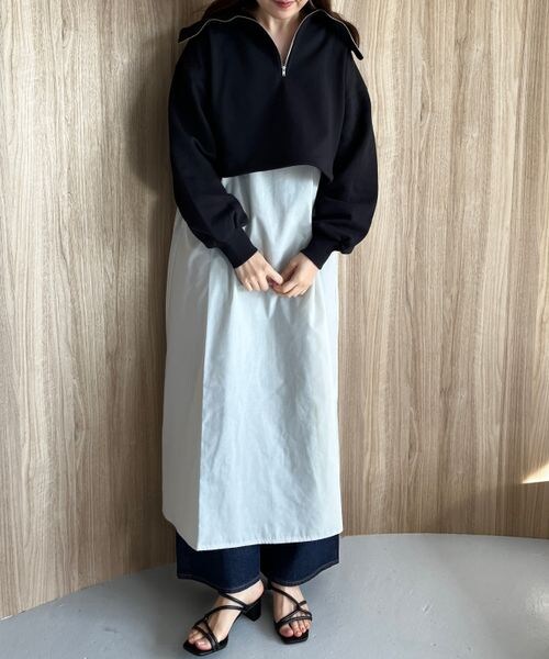 LOWRYS FARM（ローリーズファーム）の「ZIPスウェット&キャミワンピース（ワンピース/ドレス・レディース・アイボリー08/ブラック09/グレー15/グリーン75・F）」の5枚目の写真