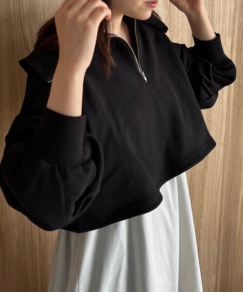 LOWRYS FARM（ローリーズファーム）の「ZIPスウェット&キャミワンピース（ワンピース/ドレス・レディース・アイボリー08/ブラック09/グレー15/グリーン75・F）」の7枚目の写真