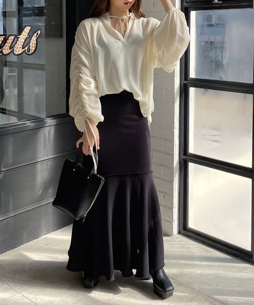 PAGEBOY（ページボーイ）の「スエットマーメイドスカート（スカート・レディース・ブラック09/オートミール50/ミント81・F）」の9枚目の写真