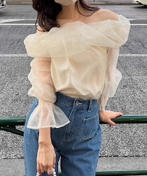 one after another NICE CLAUP | オーガンオフショルブラウス(シャツ/ブラウス)