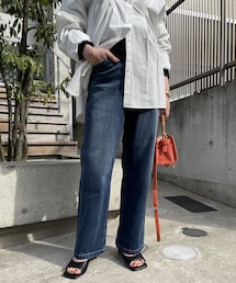 un dix cors | 《予約》【美脚効果をプラスしてくれる】デニムセミワイドパンツ(デニムパンツ)