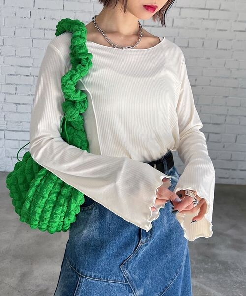 PAGEBOY(ページボーイ)の「スクエアジャガードショルダーバッグ(バッグ・レディース・オフホワイト05/ブラック09/グリーン75・F)」の7枚目の写真