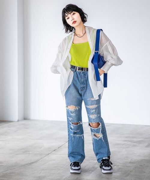 PAGEBOY（ページボーイ）の「サテンシアーストライプシャツ（トップス・オフホワイト05/チャコール18/ラベンダー92・F）」の7枚目の写真