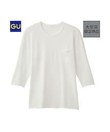 GU | （GU）スラブ天竺カットオフＴ （７分袖）(トップス)