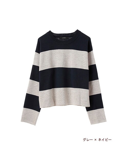 w closet(ダブルクローゼット)の「12Gミラノリブ編ボーダープルオーバー(トップス・レディース・オフホワイト×ブラック/グレー×ネイビー・FREE)」の3枚目の写真