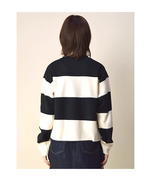 w closet(ダブルクローゼット)の「12Gミラノリブ編ボーダープルオーバー(トップス・レディース・オフホワイト×ブラック/グレー×ネイビー・FREE)」の5枚目の写真