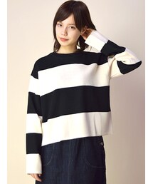 w closet | 12Gミラノリブ編ボーダープルオーバー(トップス)