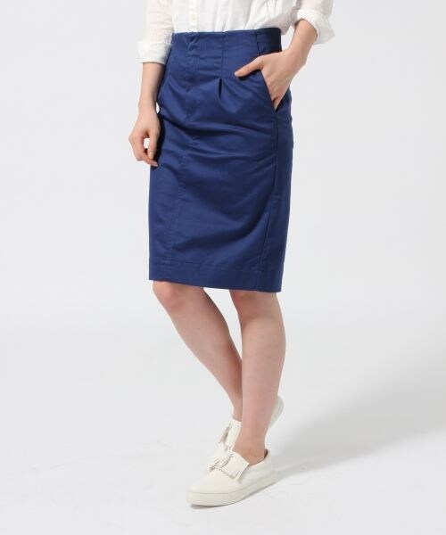 GLOBAL WORK（グローバルワーク）の「ストレッチサテンスカート（スカート・レディース・ホワイト05/カーキ75/ブルー85/ダークネイビー89・Ｓ/Ｍ/Ｌ）」の3枚目の写真