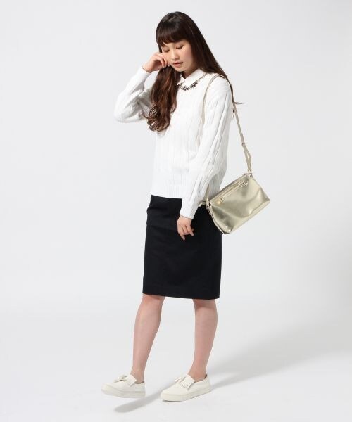 GLOBAL WORK（グローバルワーク）の「ストレッチサテンスカート（スカート・レディース・ホワイト05/カーキ75/ブルー85/ダークネイビー89・Ｓ/Ｍ/Ｌ）」の6枚目の写真