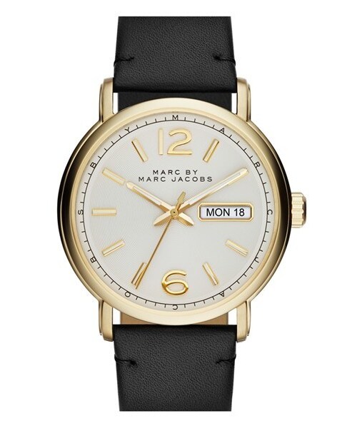 Marc by Marc Jacobs(マークバイマークジェイコブス)の「MARC BY MARC JACOBS 'Fergus' Leather Strap Watch, 42mm(アナログ腕時計・メンズ・Black/ Gold/ White)」の2枚目の写真