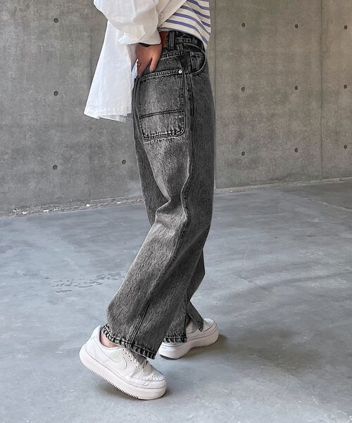 PAGEBOY（ページボーイ）の「トールワークデニム（パンツ・レディース・オフホワイト05/ブラックケミカル08/ブルー85・25inch/26inch）」の2枚目の写真