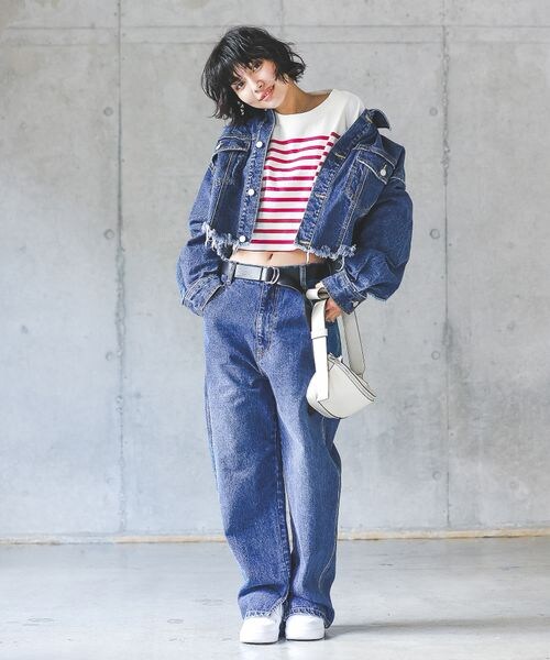 PAGEBOY（ページボーイ）の「トールワークデニム（パンツ・レディース・オフホワイト05/ブラックケミカル08/ブルー85・25inch/26inch）」の13枚目の写真