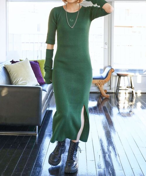 PAGEBOY(ページボーイ)の「アームウオーマーセットワンピース(ワンピース/ドレス・レディース・ブラック09/グリーン75・FREE)」の17枚目の写真