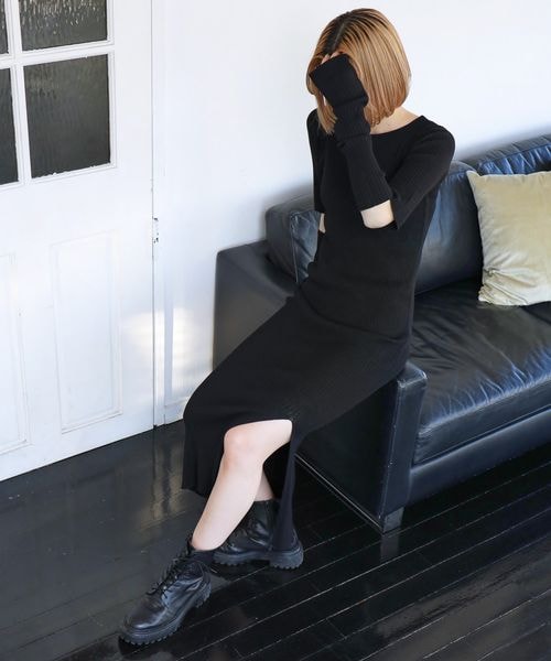 PAGEBOY(ページボーイ)の「アームウオーマーセットワンピース(ワンピース/ドレス・レディース・ブラック09/グリーン75・FREE)」の1枚目の写真