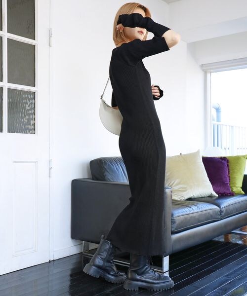 PAGEBOY(ページボーイ)の「アームウオーマーセットワンピース(ワンピース/ドレス・レディース・ブラック09/グリーン75・FREE)」の5枚目の写真