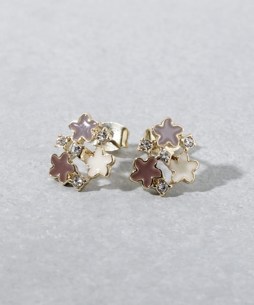 3coins（3coins）の「エポフラワーピアス（ピアス（両耳用）・レディース・ピンク/グリーン/イエロー・0）」の2枚目の写真