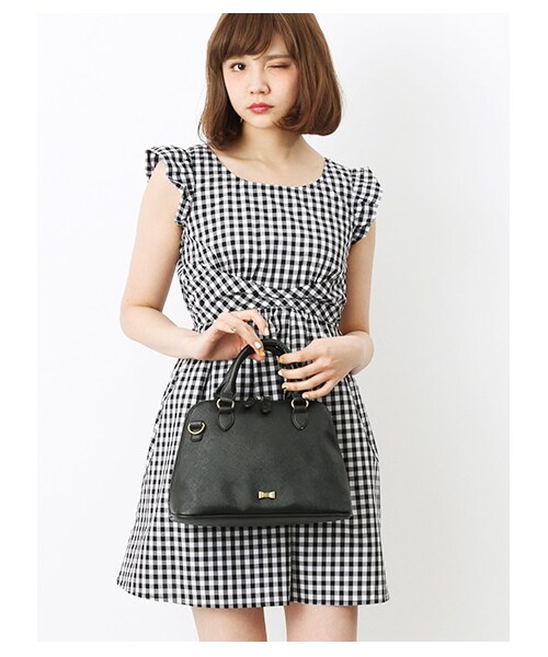 earth music&ecology（アースミュージックアンドエコロジー）の「ラウンドミニボストンバッグ（バッグ・ポーチ・レディース・オフホワイト/ブラック/ライトピンク/イエロー/ミント・F）」の9枚目の写真