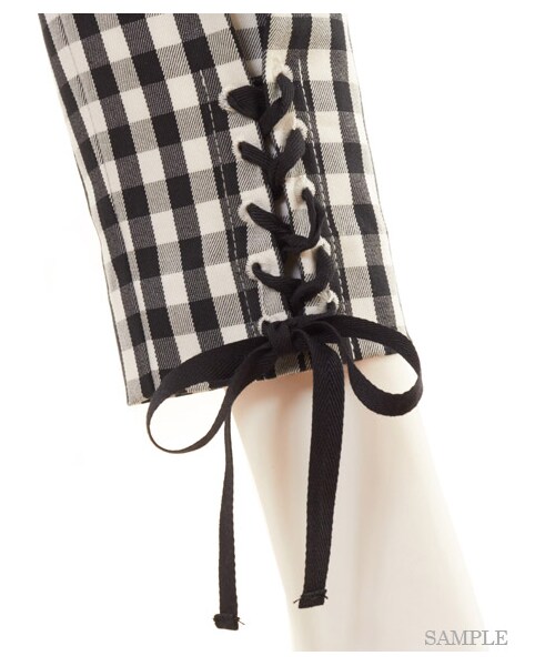 LILY BROWN（リリーブラウン）の「レースアップタックパンツ（タックパンツ・レディース・WHT/GRY/BLK・0/1）」の9枚目の写真