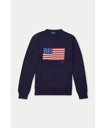 [RALPH LAUREN] FLAG LONG SLEEVE SWEATER - 710718281001 NAVY