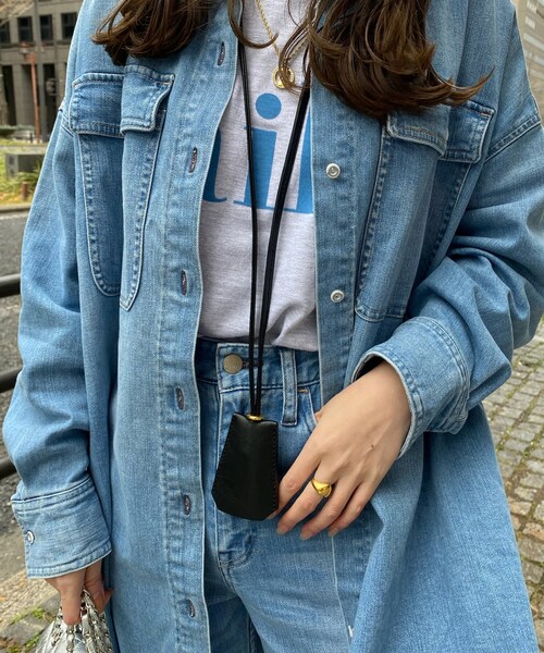 DouDou（ドゥドゥ）の「レザーキーリングネックレス（ネックレス・レディース・グレージュ/ブラック・F）」の2枚目の写真