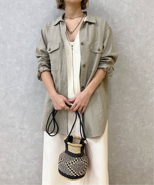 IENA LA BOUCLE 綿ネップツイルAラインワンピース