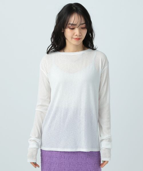 BAYFLOW（ベイフロー）の「≪予約≫シアーロンT（トップス・レディース・オフホワイト11/ブラック19/ピスタチオ61・F）」の12枚目の写真