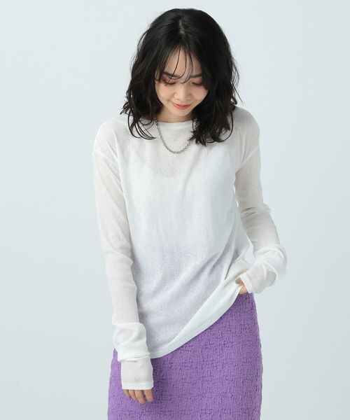 BAYFLOW（ベイフロー）の「≪予約≫シアーロンT（トップス・レディース・オフホワイト11/ブラック19/ピスタチオ61・F）」の8枚目の写真