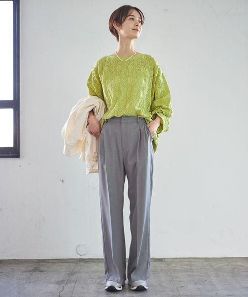 LEPSIM（レプシィム）の「ハイウエストタックスラックスパンツ（パンツ・レディース・ブラック09/グレー15/ピンク22・M/L）」の9枚目の写真