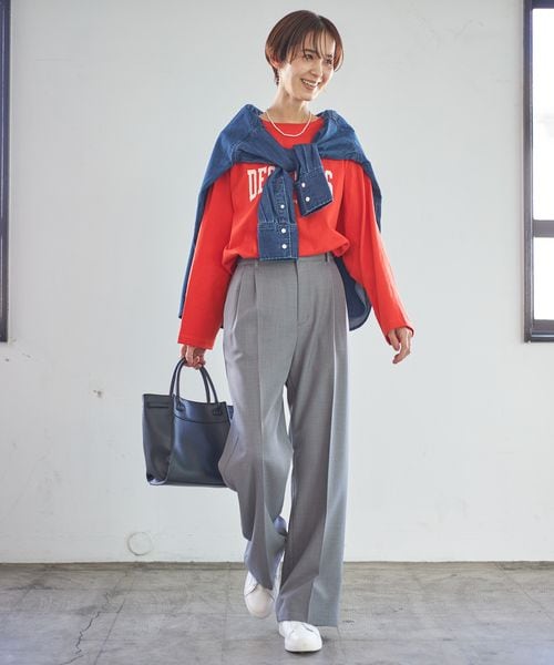 LEPSIM（レプシィム）の「ハイウエストタックスラックスパンツ（パンツ・レディース・ブラック09/グレー15/ピンク22・M/L）」の12枚目の写真