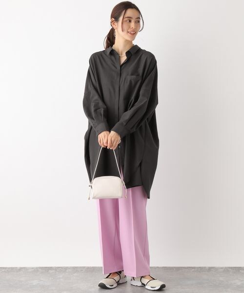 LEPSIM（レプシィム）の「サラキレポンチョ長袖チュニックワンピース（ワンピース/ドレス・レディース・オフホワイト05/チャコールグレー18/ピンク22/ライムグリーン72・FREE SIZE）」の8枚目の写真