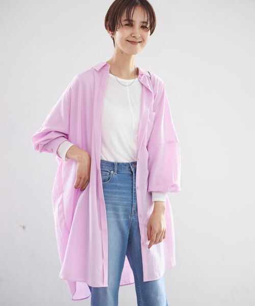 LEPSIM（レプシィム）の「サラキレポンチョ長袖チュニックワンピース（ワンピース/ドレス・レディース・オフホワイト05/チャコールグレー18/ピンク22/ライムグリーン72・FREE SIZE）」の10枚目の写真