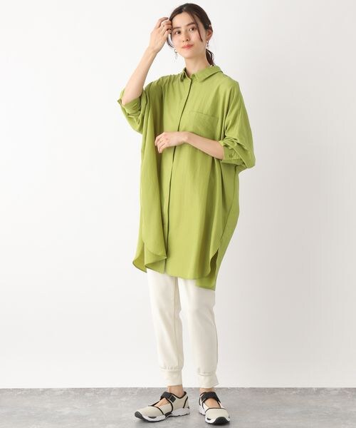 LEPSIM（レプシィム）の「サラキレポンチョ長袖チュニックワンピース（ワンピース/ドレス・レディース・オフホワイト05/チャコールグレー18/ピンク22/ライムグリーン72・FREE SIZE）」の15枚目の写真