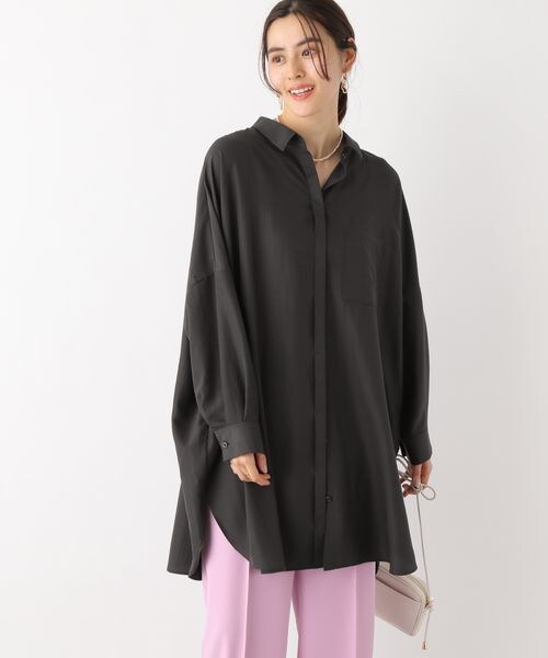 LEPSIM（レプシィム）の「サラキレポンチョ長袖チュニックワンピース（ワンピース/ドレス・レディース・オフホワイト05/チャコールグレー18/ピンク22/ライムグリーン72・FREE SIZE）」の5枚目の写真