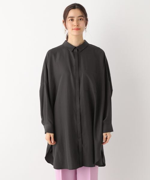 LEPSIM（レプシィム）の「サラキレポンチョ長袖チュニックワンピース（ワンピース/ドレス・レディース・オフホワイト05/チャコールグレー18/ピンク22/ライムグリーン72・FREE SIZE）」の16枚目の写真