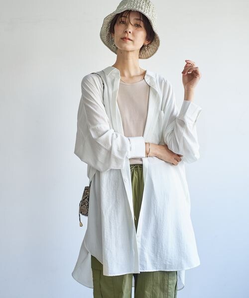 LEPSIM（レプシィム）の「サラキレポンチョ長袖チュニックワンピース（ワンピース/ドレス・レディース・オフホワイト05/チャコールグレー18/ピンク22/ライムグリーン72・FREE SIZE）」の4枚目の写真