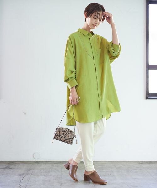 LEPSIM（レプシィム）の「サラキレポンチョ長袖チュニックワンピース（ワンピース/ドレス・レディース・オフホワイト05/チャコールグレー18/ピンク22/ライムグリーン72・FREE SIZE）」の12枚目の写真