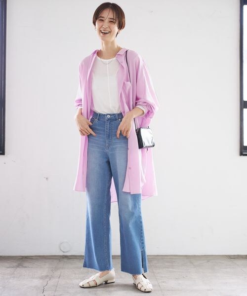 LEPSIM（レプシィム）の「サラキレポンチョ長袖チュニックワンピース（ワンピース/ドレス・レディース・オフホワイト05/チャコールグレー18/ピンク22/ライムグリーン72・FREE SIZE）」の11枚目の写真