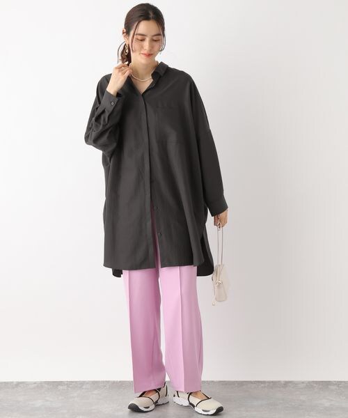 LEPSIM（レプシィム）の「サラキレポンチョ長袖チュニックワンピース（ワンピース/ドレス・レディース・オフホワイト05/チャコールグレー18/ピンク22/ライムグリーン72・FREE SIZE）」の9枚目の写真