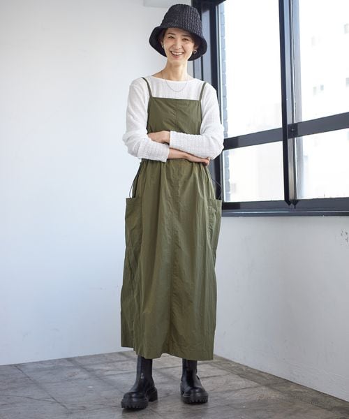 LEPSIM（レプシィム）の「ナイロンミリタリーキャミワンピース（ワンピース/ドレス・レディース・チャコールグレー18/カーキ78・FREE SIZE）」の2枚目の写真