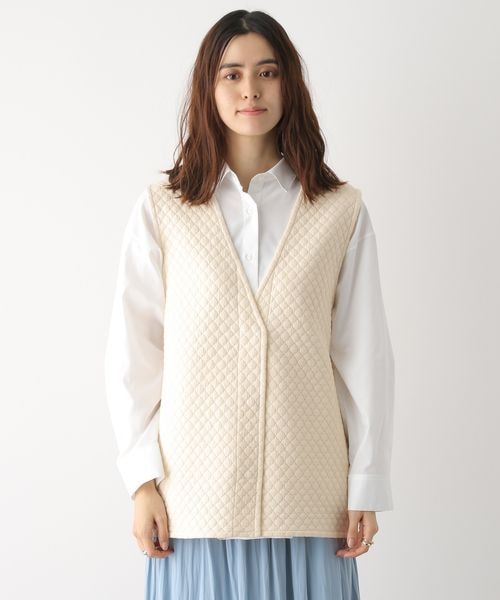 LEPSIM(レプシィム)の「カットキルティングベスト(ジャケット/アウター・レディース・アイボリー08/ブラウン54・FREE SIZE)」の5枚目の写真