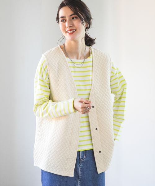 LEPSIM(レプシィム)の「カットキルティングベスト(ジャケット/アウター・レディース・アイボリー08/ブラウン54・FREE SIZE)」の1枚目の写真