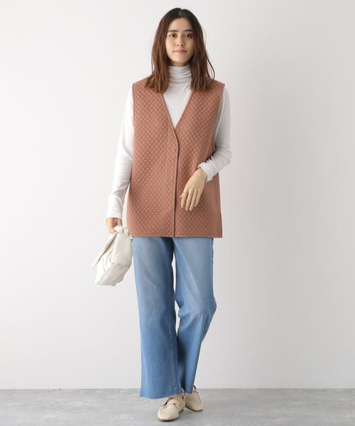 LEPSIM(レプシィム)の「カットキルティングベスト(ジャケット/アウター・レディース・アイボリー08/ブラウン54・FREE SIZE)」の4枚目の写真