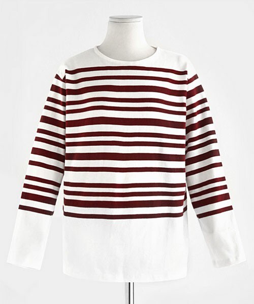 DHOLIC（ディーホリック）の「パネルボーダー長袖Ｔシャツ（Tシャツ/カットソー・レディース・ブラック/ワイン/ブルー・free）」の3枚目の写真